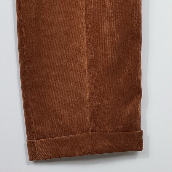 Bagazio Brown Corduroy Dress Pants 36x34 Pleated Front Cuffed Hem Dapper Look - Picture 3 of 10
